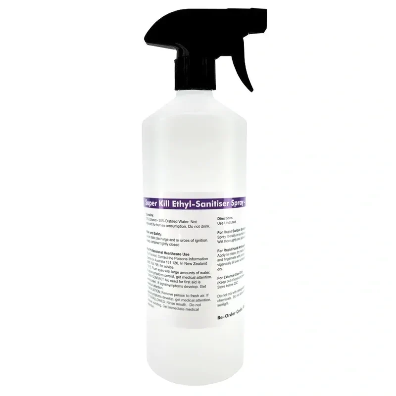 Ethyl Sanitiser Spray 70% Medical Grade Ethanol + Distilled Water (1litre Spray Bottle)