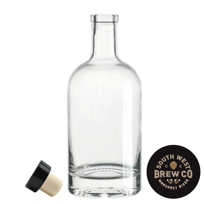 750mL Glass Spirit Bottle with Black Synthetic Cork Lid