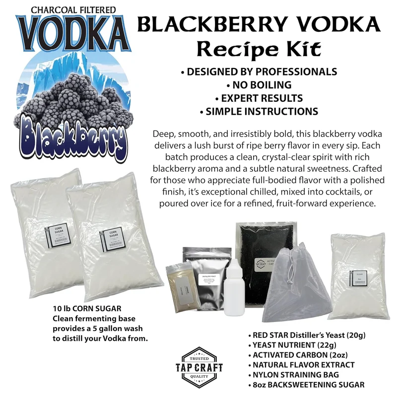 Blackberry Vodka Recipe Kit, Home Distilling Neutral Spirits Berry Flavor