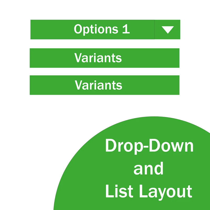 2-Option List Layout with Side-by-Side Dropdown Variant Selector