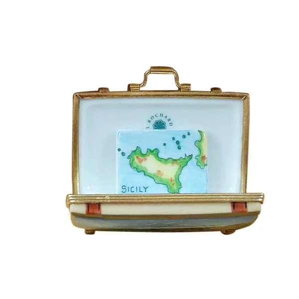 Sicily Suitcase with Removable Map Limoges Box by Rochard™