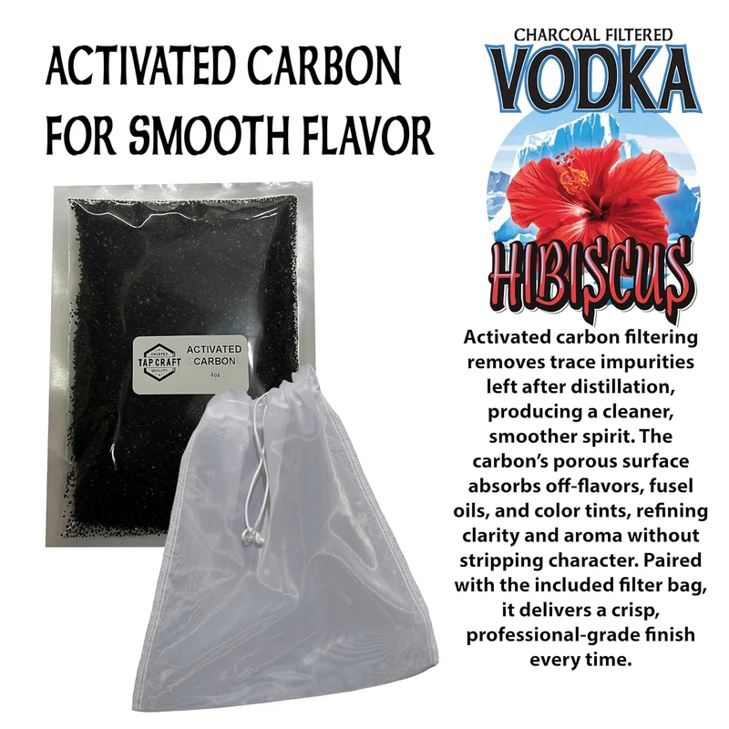 Hibiscus Vodka Recipe Mash Kit – DIY Flavored Vodka Kit - Carbon Filtering