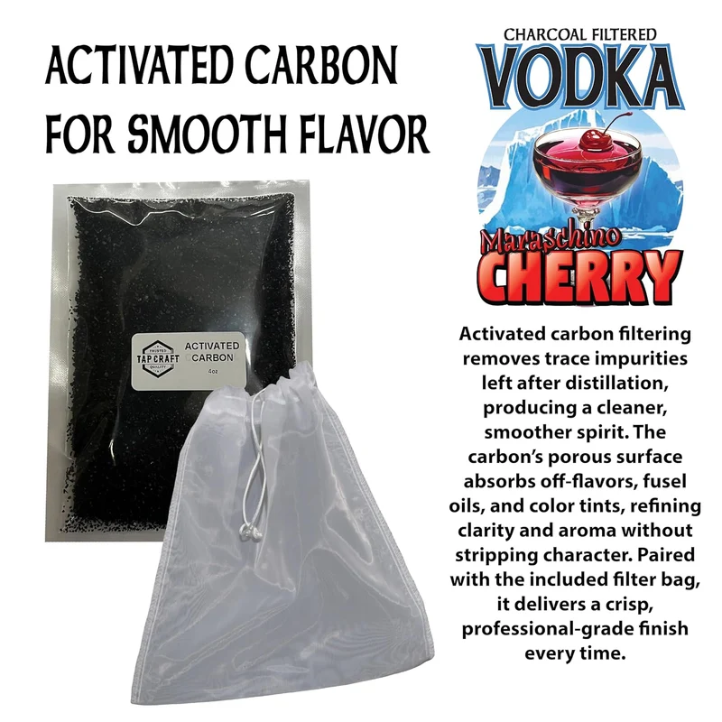 Maraschino Cherry Vodka Fermentation Recipe Mash Kit – DIY Flavored Vodka Kit - Carbon Filtering