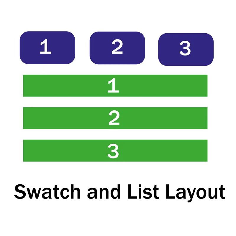 Variants with swatch/list view