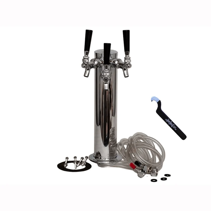 3" Stainless Steel Triple Draft Tower - Chrome Faucets