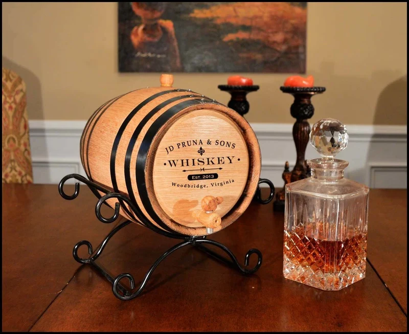 'Classic Label' Oak Barrel With Stand- Personalized