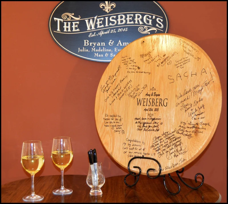 Wedding Signature Barrel Head with Iron Stand - Personalized