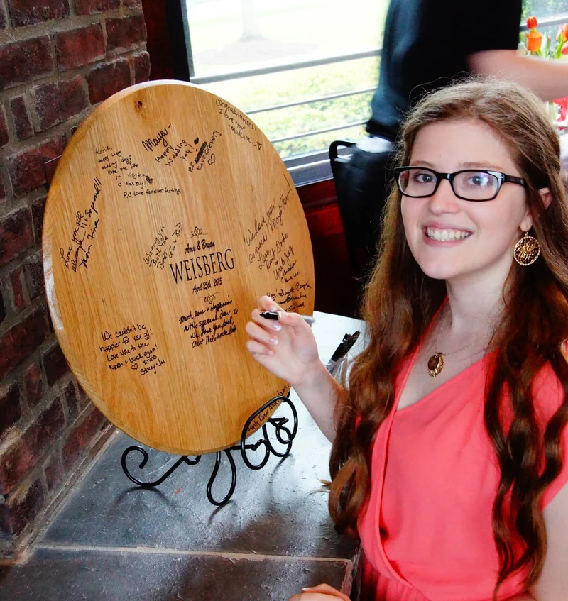 Wedding Signature Barrel Head with Iron Stand - Personalized