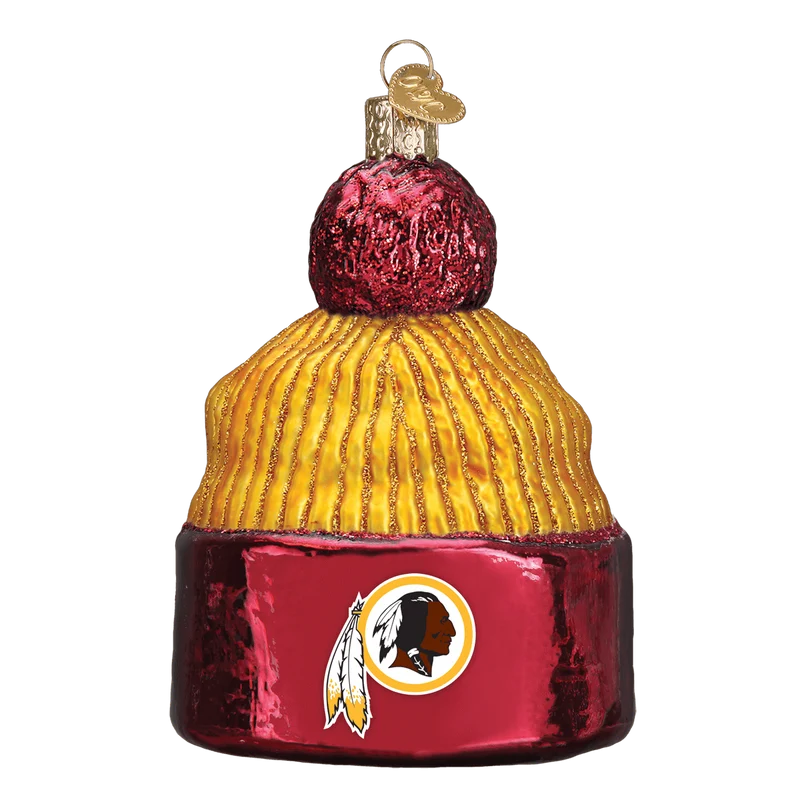 Washington Redskins Hand Blown Glass Beanie Ornament