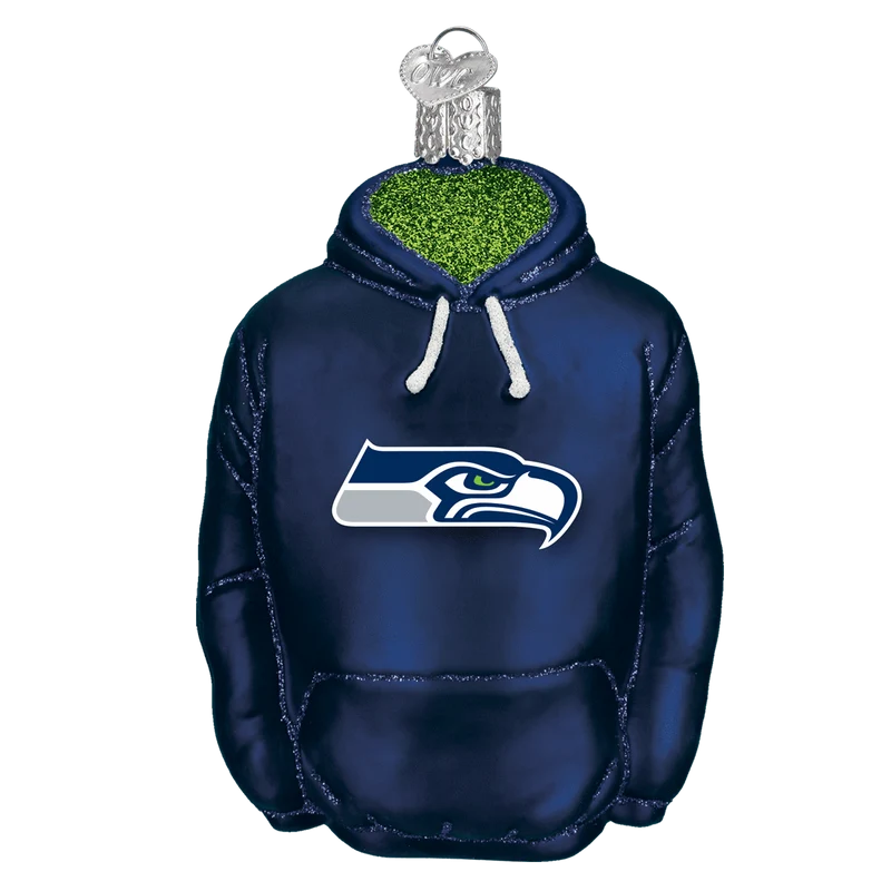 Seattle Seahawks Hand Blown Glass Hoodie Ornament
