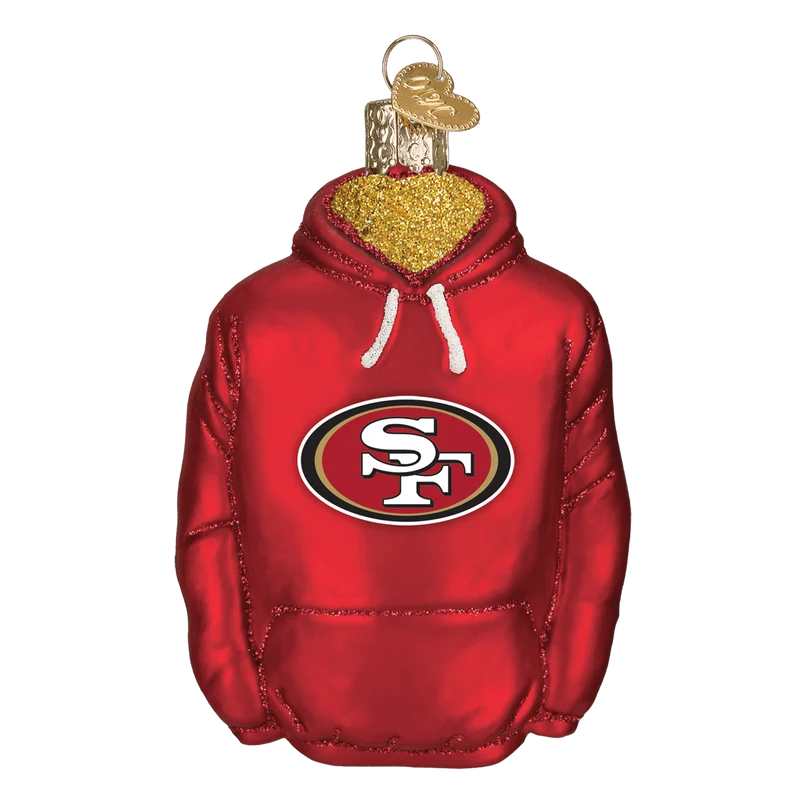San Francisco 49ers Hand Blown Glass Hoodie Ornament
