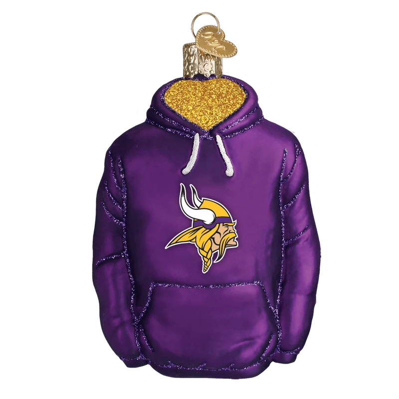 Minnesota Vikings Hand Blown Glass Hoodie Ornament