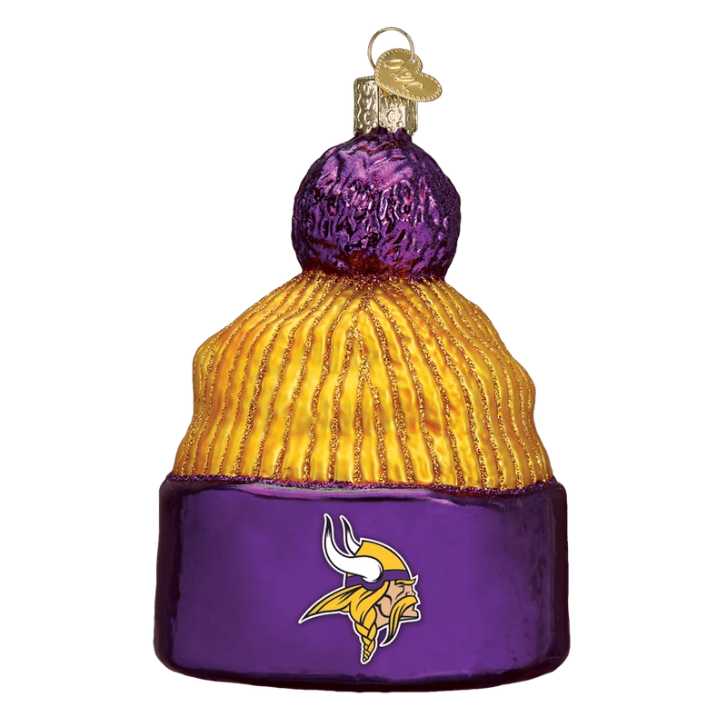 Minnesota Vikings Hand Blown Glass Beanie Ornament