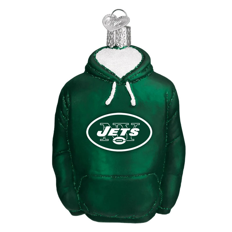New York Jets Hand Blown Glass Hoodie Ornament