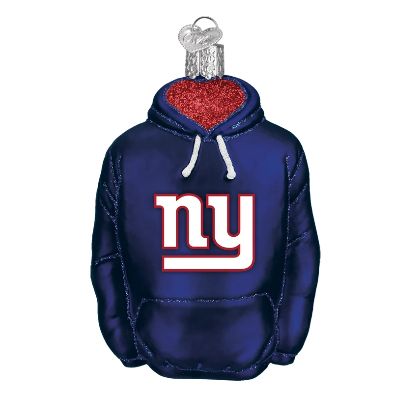 New York Giants Hand Blown Glass Hoodie Ornament