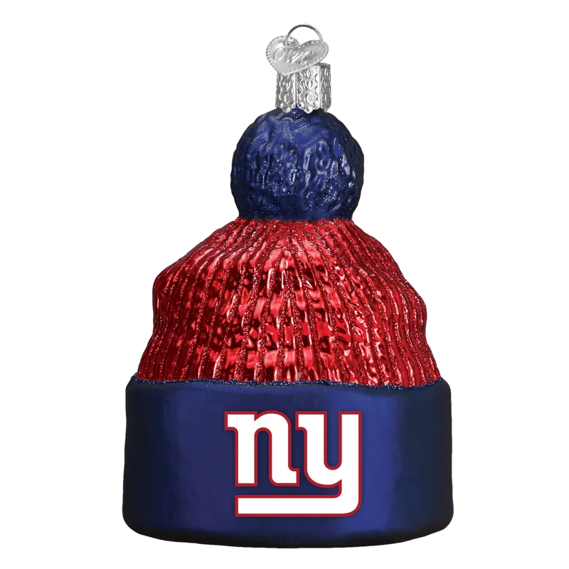 New York Giants Hand Blown Glass Beanie Ornament