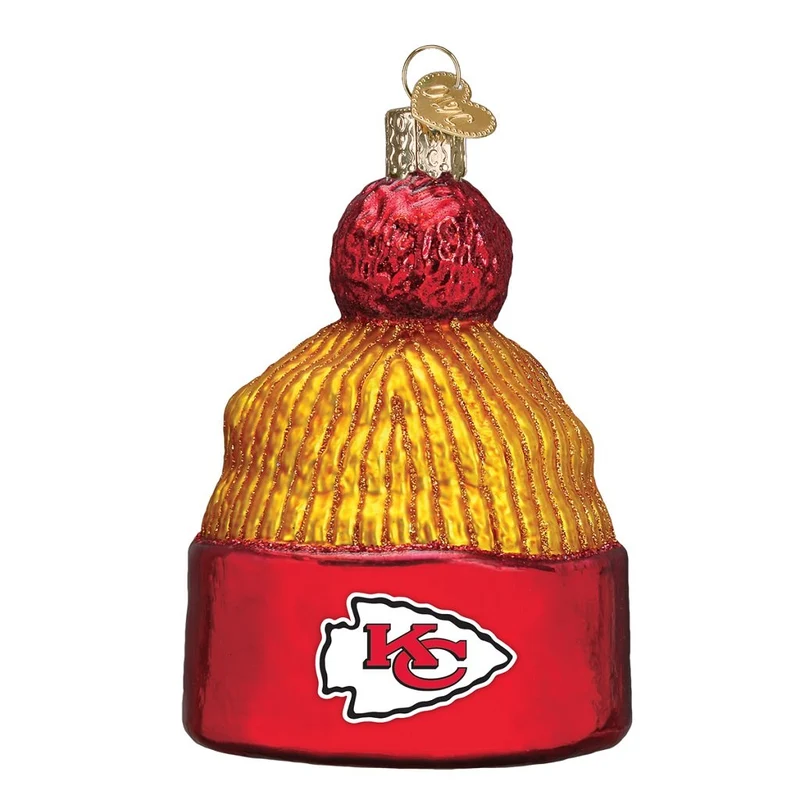 Kansas City Chiefs Hand Blown Glass Beanie Ornament