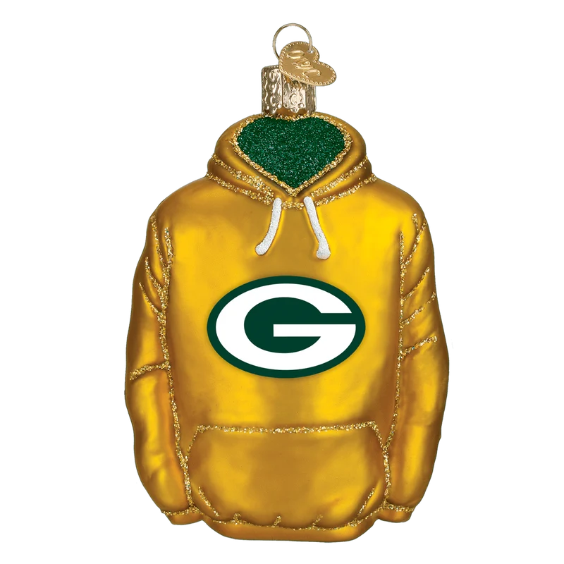 Green Bay Packers Hand Blown Glass Hoodie Ornament