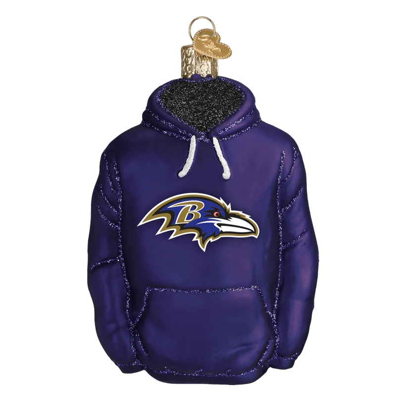Baltimore Ravens Hand Blown Glass Hoodie Ornament