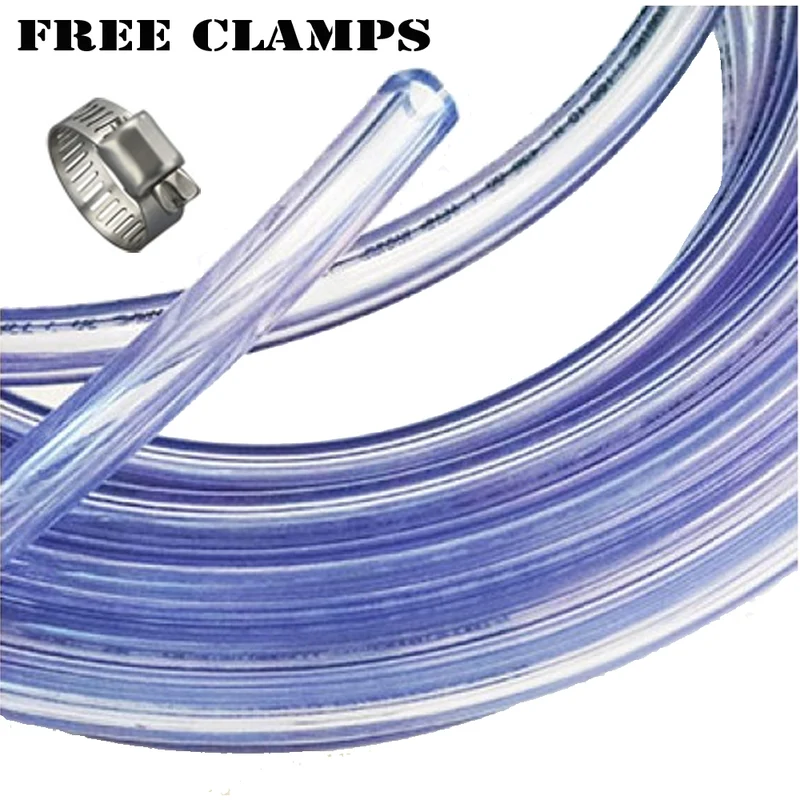 3/16" ID x 7/16" OD Clear Vinyl Beverage Tubing with Free Screw Clamps