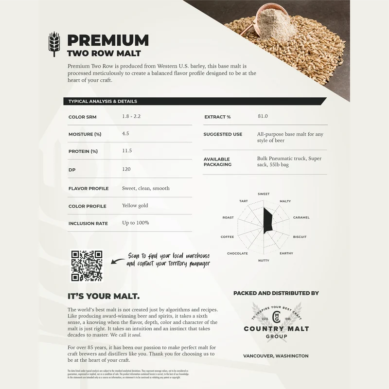 2-Row Malt 1.8°L | Premium Base Brewing Malt
