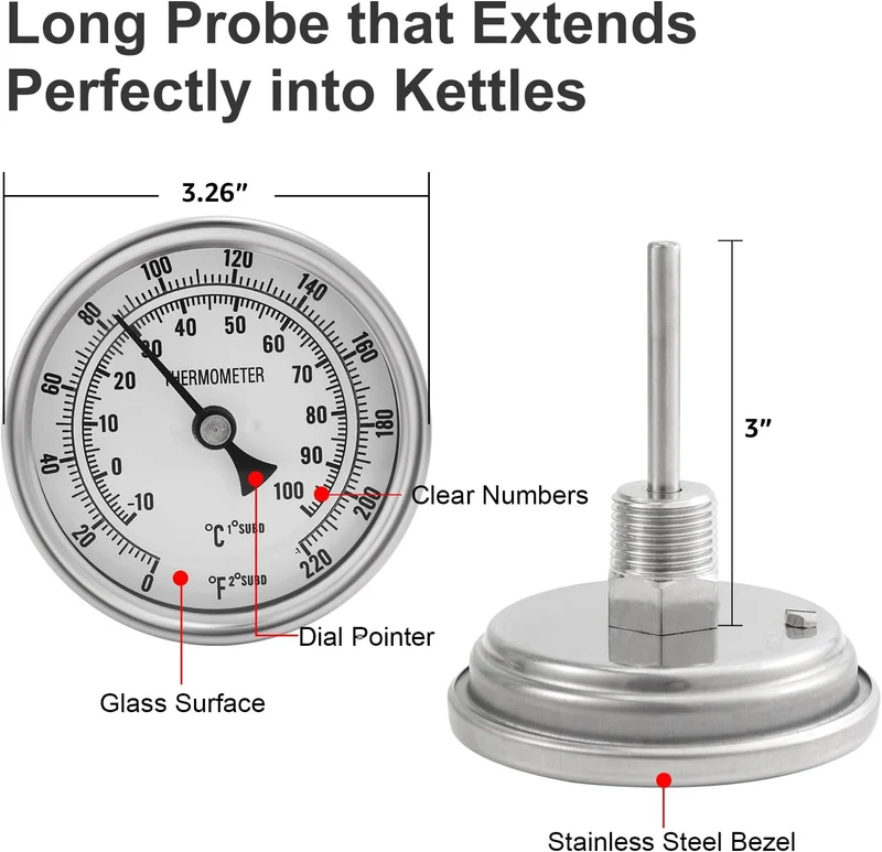 3" Thermometer w/ 2.5" Probe & Weldless Kit