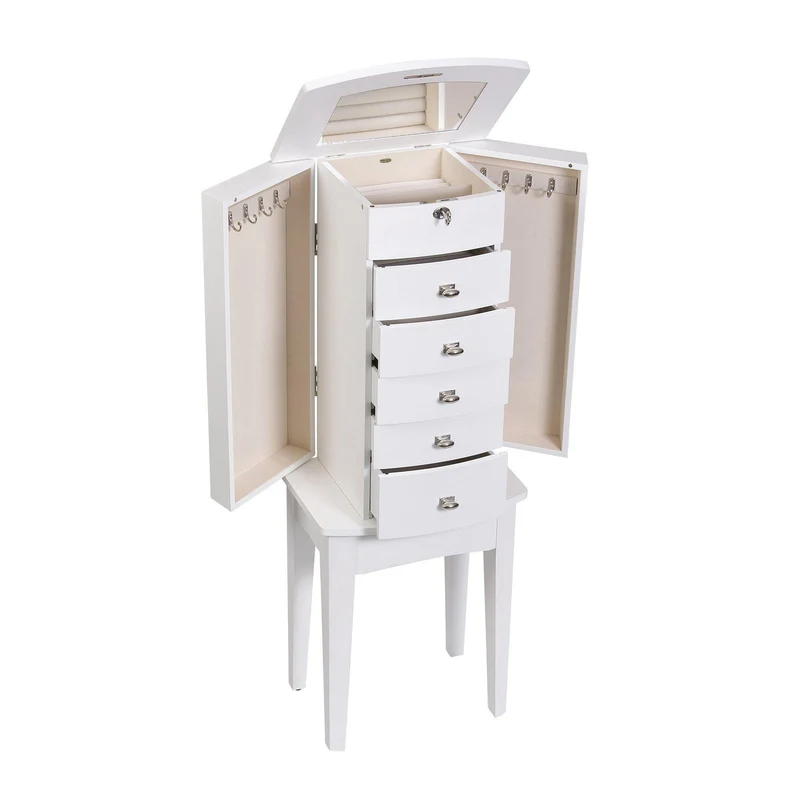 Hadley Wooden Jewelry Armoire in White