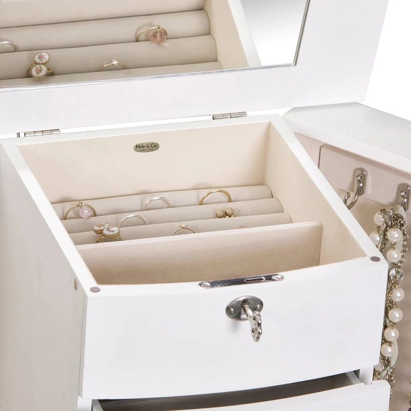 Hadley Wooden Jewelry Armoire in White