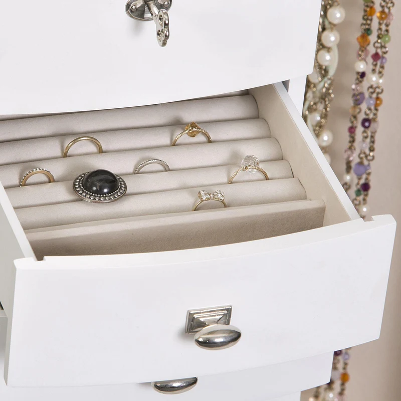 Hadley Wooden Jewelry Armoire in White