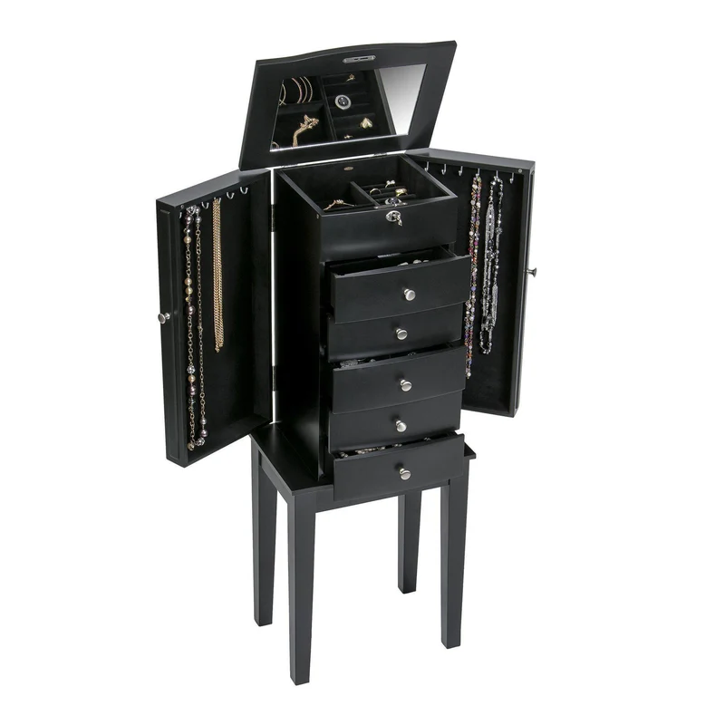 Paxton Wooden Jewelry Armoire in Java Finish