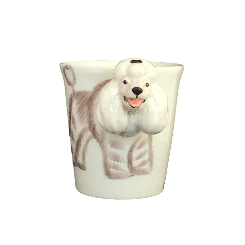 White Poodle Hand Painted Coffee Mug
