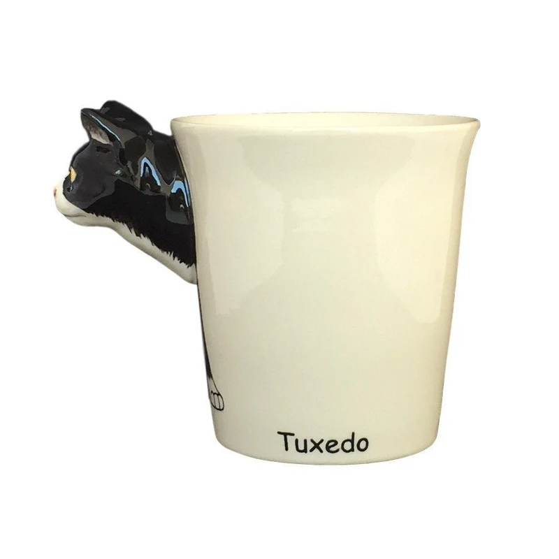 Tuxedo Cat Hand Painted Coffee Mug