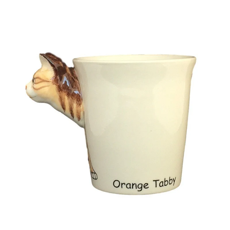 Orange Tabby Cat Hand Painted Coffee Mug