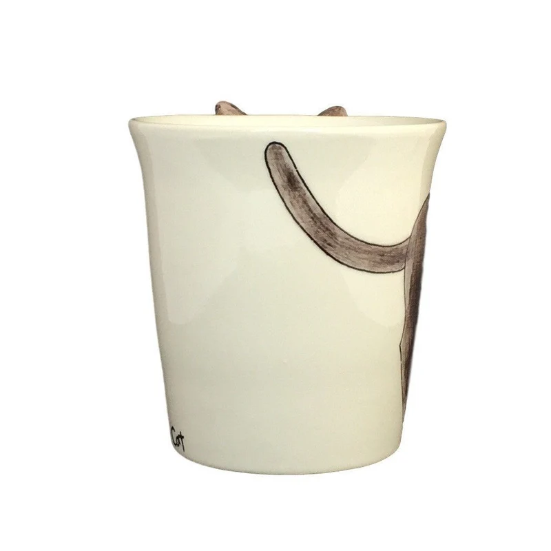 Gray & White Cat Hand Painted Coffee Mug