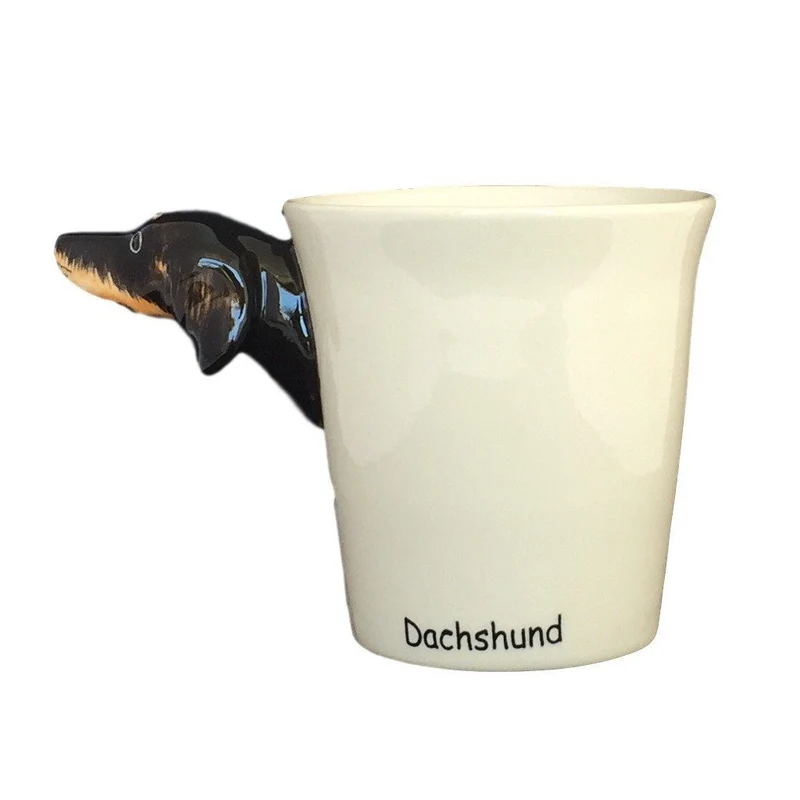 Black Dachshund Hand Painted Coffee Mug
