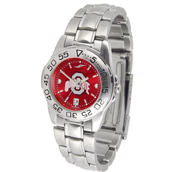 Ohio State Buckeyes Ladies AnoChrome Steel Band Sports Watch