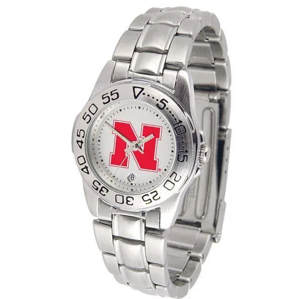 Nebraska Cornhuskers Ladies Steel Band Sports Watch