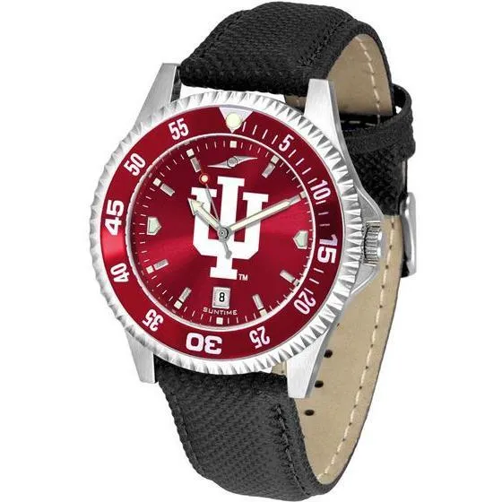 Indiana Hoosiers Mens Competitor Ano Poly/Leather Band Watch w/ Colored Bezel