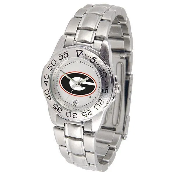 Georgia Bulldogs Ladies Steel Band Sports Watch