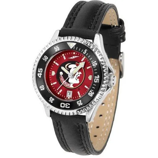 Florida State Seminoles Ladies Competitor Ano Poly/Leather Band Watch w/ Colored Bezel