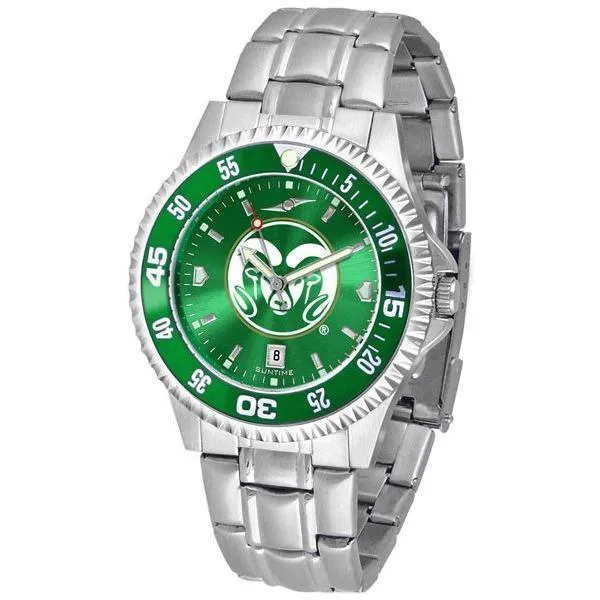 Colorado State Rams Mens Competitor AnoChrome Steel Band Watch w/ Colored Bezel