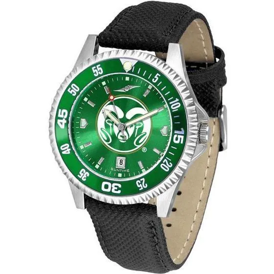 Colorado State Rams Mens Competitor Ano Poly/Leather Band Watch w/ Colored Bezel