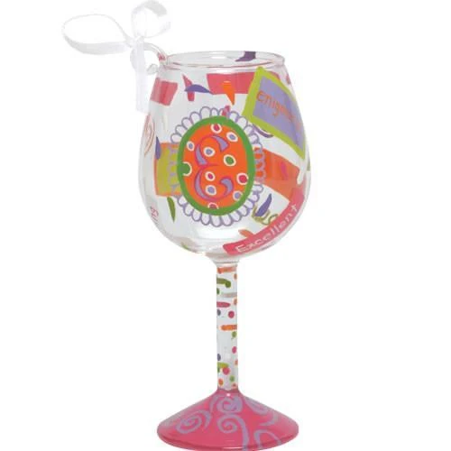 "E" Mini Wine Glass Ornament by Lolita®