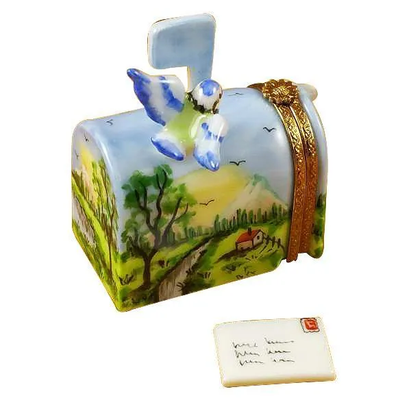 Mailbox With Landscape And Removable Letter Limoges Box by Rochard™