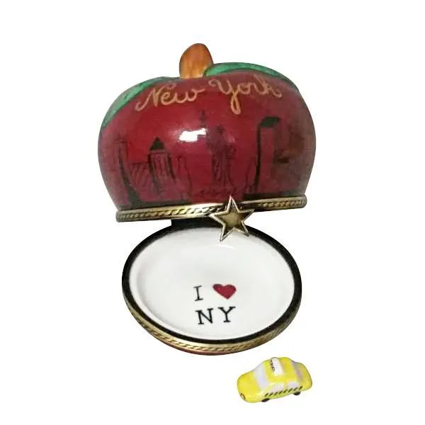 I Love New York Apple with Taxi Limoges Box by Rochard™