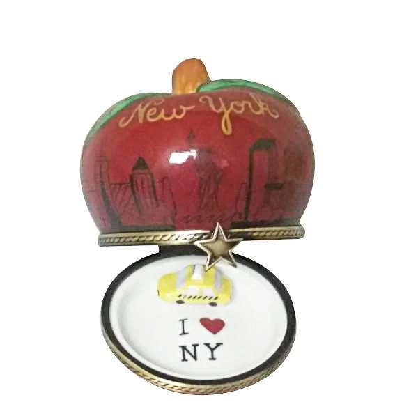 I Love New York Apple with Taxi Limoges Box by Rochard™