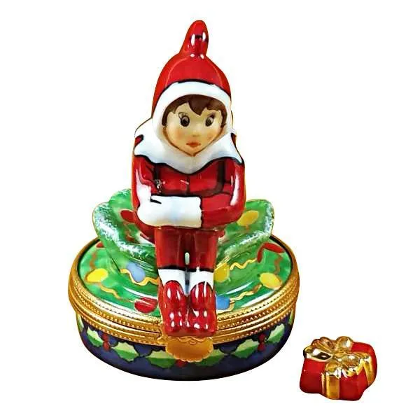 Elf With Package Limoges Box by Rochard™