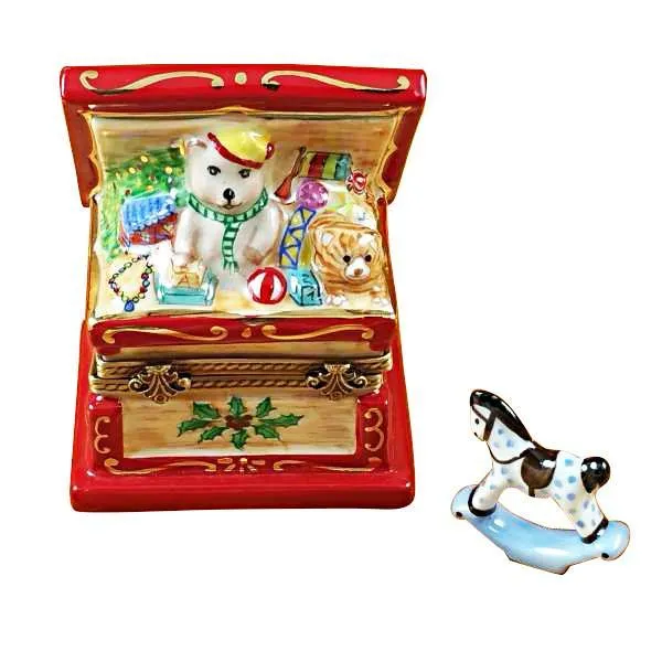 Christmas Toy Chest With Rocking Horse Limoges Box by Rochard™