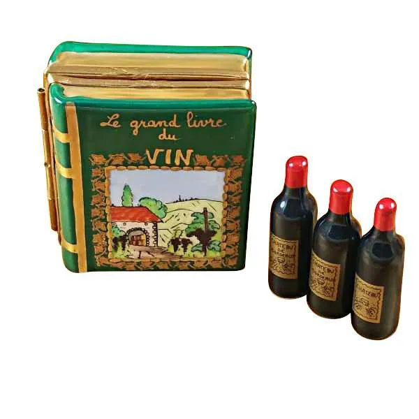 Wine Book with Three Bottles Limoges Box by Rochard™