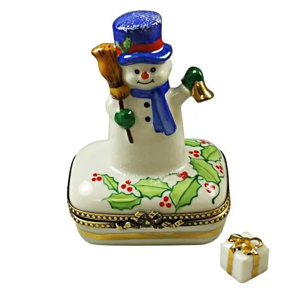 Snowman with Blue Scarf Limoges Box by Rochard™